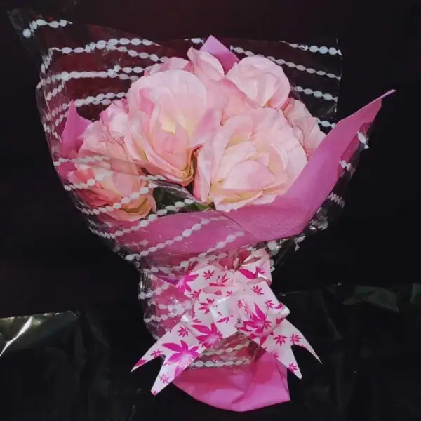 Artificial Pink Rose Bouquet black background