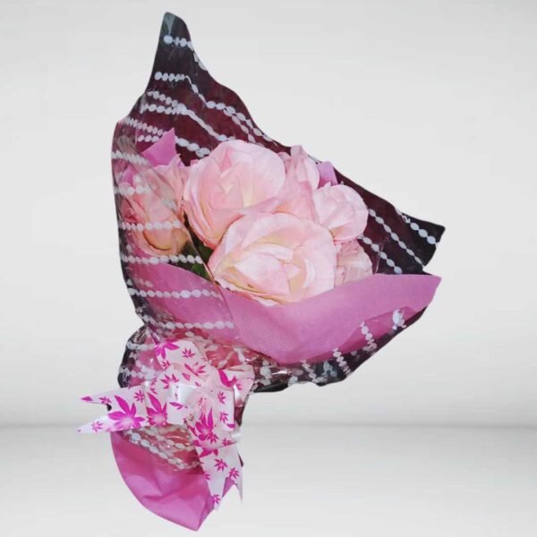 Artificial Pink Rose Bouquet side view